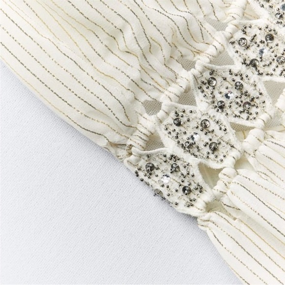 Zara limited edition bloggers favourite beaded cut out metallic thread dress - Picture 8 of 12